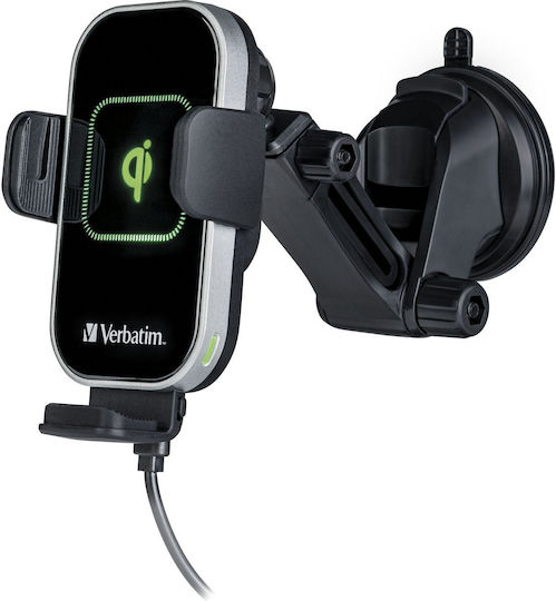 Verbatim FWC-02 Car Mobile Mount with Adjustable Hooks and Wireless Charging Black