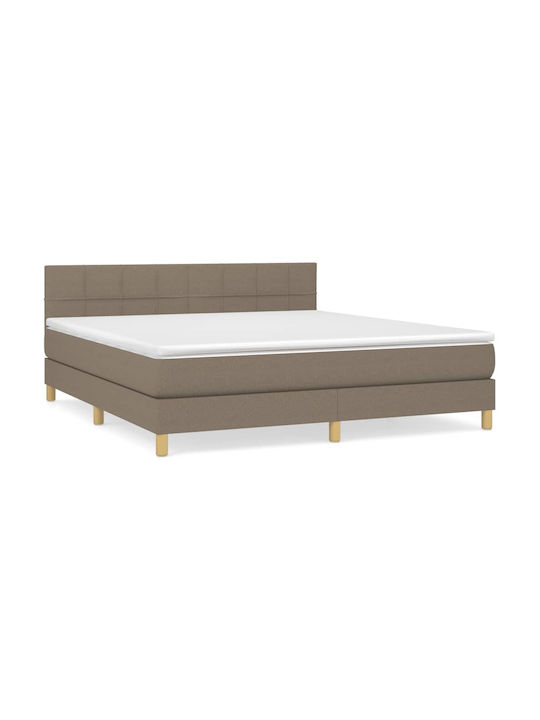 Super Double Bed Padded with Fabric with Slats Taupe 160x200cm