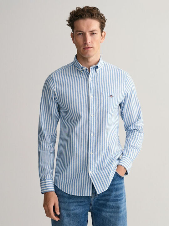 Gant Men's Striped Shirt with Long Sleeves Light Blue