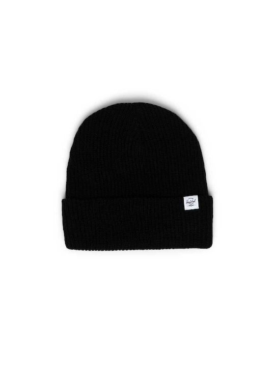 Herschel Quartz Beanie Unisex Beanie with Rib Knit in Black color