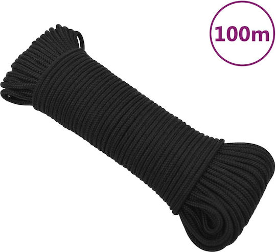 vidaXL Σχοινί Πλεκτό 5mm 100m από Πολυπροπυλένιο Μαύρο