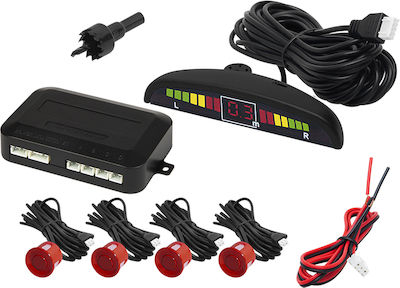 Blow Car Parking System with Screen and 4 Sensors 22mm in Red Colour CPW4-R