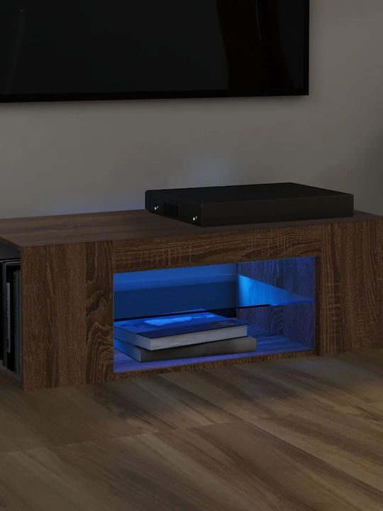 Έπιπλο Τηλεόρασης με Φωτισμό LED Καφέ Μ90xΠ39xΥ30cm