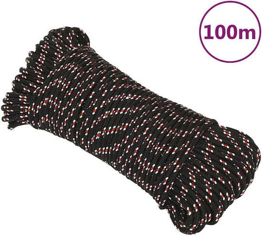 vidaXL Rope Diameter 3mm with Length 100m Black Work Rope Black 3mm 100m Polypropylene