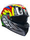 AGV K3 Birdy 2.0 Grey/Yellow/Red Cască Moto Față întreagă ECE 22.06 1550gr cu Pinlock și Sunvisor