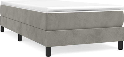 Bed Base Single made of Wood Light Grey 80x200x25cm