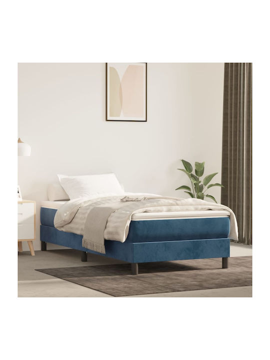 Pat Single Tapitat cu Material Textil Albastru ...