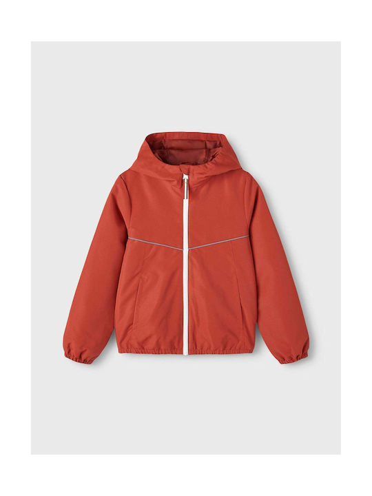 Name It Windproof Boys Casual Jacket Orange with Ηood