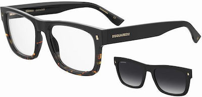 Dsquared2 Männlich Kunststoff Brillenrahmen mit Clip On Schwarz D2 0100/CS WR7