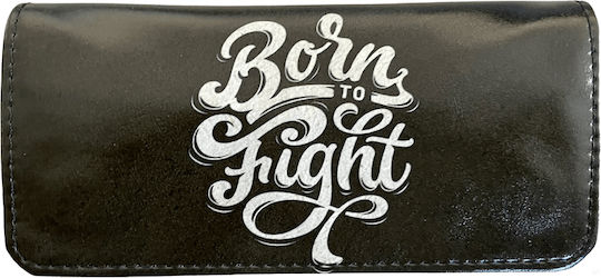 Tfar Tobacco Pouch from Artificial Leather Black with Magnet Closure 15x7.5cm Born to Fight