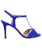 Mourtzi Suede Women's Sandals with Ankle Strap Blue