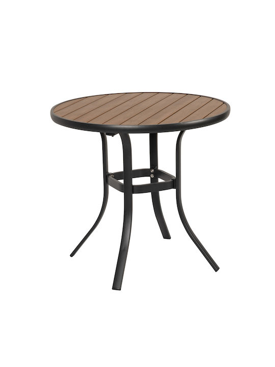 Sanaag Outdoor Cafe Table with Wood Surface and Plastic Frame Walnut 80x80x73cm
