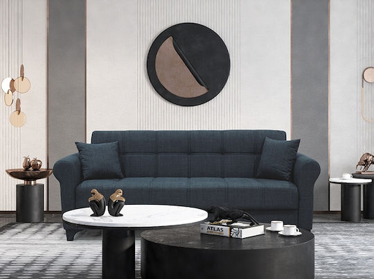 Azur Canapea Cu Trei Locuri Pat Cu Spațiu De Depozitare Negru 210x80x75cm