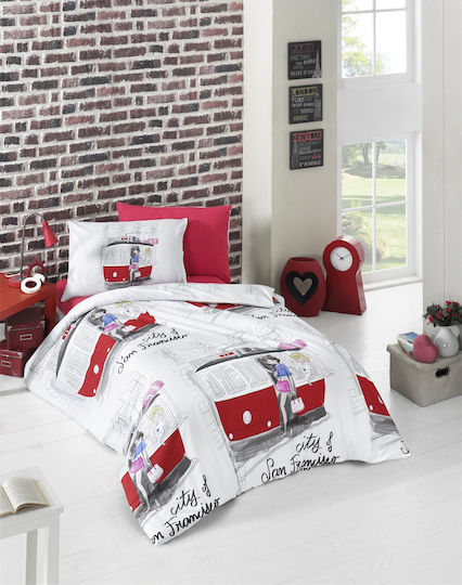 Rythmos Kids Duvet Set Single with Pillowcase San Francisco White 160x240cm