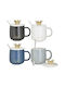 Click Mug Ceramic with Lid Multicolored 350ml 4pcs