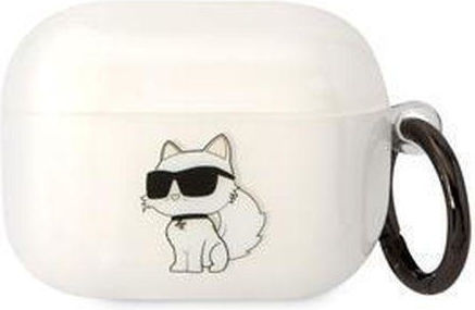 Karl Lagerfeld Choupette 3D Θήκη Σιλικόνης με Γάντζο σε Διάφανο χρώμα για Apple AirPods Pro