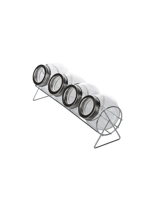 Metallic Tabletop Spice Rack with Stand Transparent 4pcs