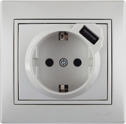 Lezard Mira Power Socket with 1 USB Port Silver...