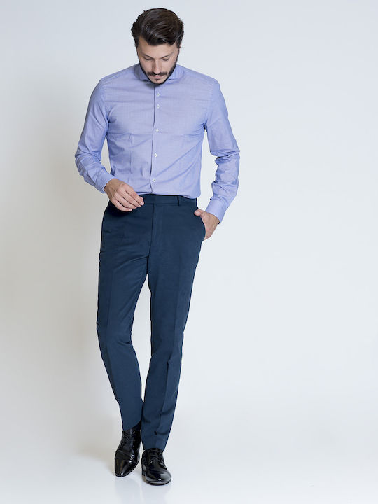 Formal cotton παντελόνι modern fit Kaiserhoff Μπλέ Σκούρο ΒΑΜΒΑΚΙ ΜΟΝΟΧΡΩΜΟ ΒΡΑΔΥΝΟ,BUSINESS