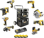 Dewalt Set Roată unghiulară & Ferăstrău circular & Mașină de găurit cu impact & Șurubelniță cu impact & Ciocanul & Jigsaw & Ferăstrău alternativ & Obiectiv 18V cu 4 baterii 5Ah și husă