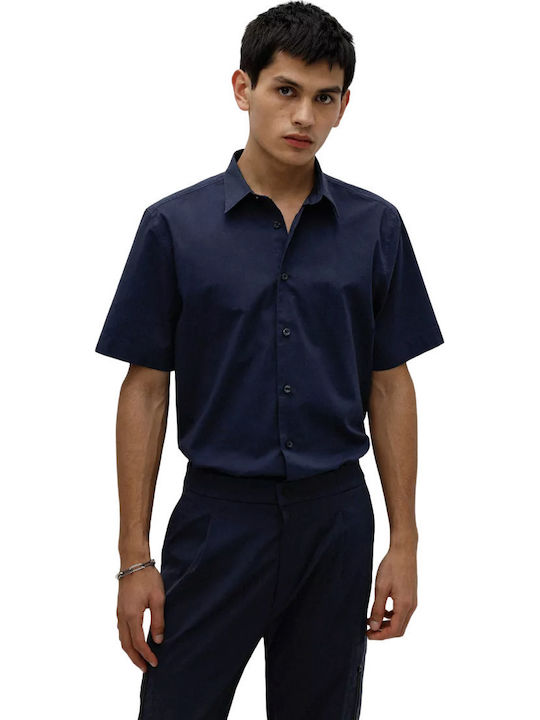 Ebor Short-sleeved Cotton Shirt Blue