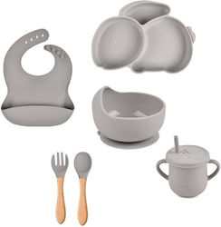 Set Essgeschirr Bunny aus Silikon mit rutschfester Basis Gray 6Stück für 6+ Monate