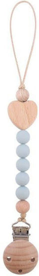 Clip Pacifier Afferro with Beads made of Wood Blue