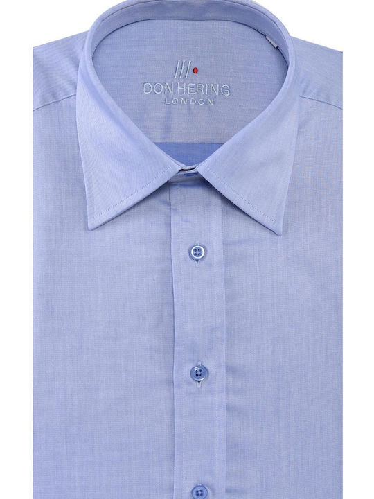 Light Poplin Shirt modern Fit Don Hering Blue COTTON CLASSIC COLLAR MONOCHROME ALL DAY, BUSINESS