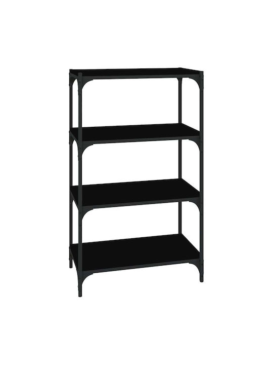 Bookcase Black Velvet-Black Metal 60x33x100cm