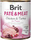 Brit Paté & Meat Wet Food For Puppies In Cans With Turkey And Chicken Grain-Free 800gr