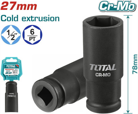 Total Nuss Pneumatisch Sechskant Spritzfilter Wasserhahn mit Vierkant-Antrieb 1/2" Durchmesser 27mm 1Stück