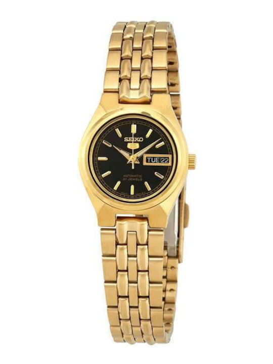Seiko Series 5 Γυναικείο Ρολόι 24mm Αυτόματο με Χρυσό Μεταλλικό Μπρασελέ