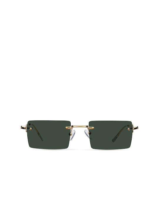 Meller Rufaro Sunglasses with Gold Olive Metal Frame and Green Lens RU-GOLDOLI