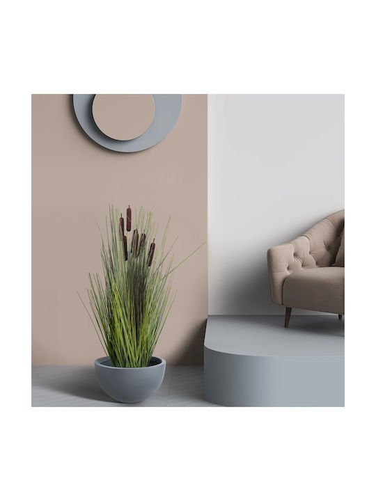 Plantă Artificială în Ghiveci Iarbă de Typha Green 90cm GloboStar