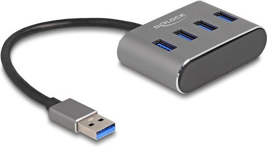 DeLock Hub 4 Porturi USB 3.2 cu Conectare USB-A Gri
