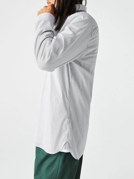 Lacoste Long-sleeved Cotton Shirt Checked Gray