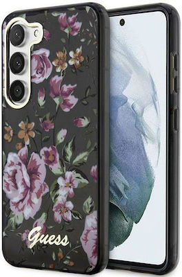 Guess Flower Collection Umschlag Rückseite Kunststoff Schwarz (Galaxy S23+) GUHCS23MHCFWSK