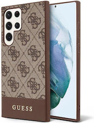 Guess 4G Stripe Collection Plastic / Fabric Back Cover Brown (Galaxy S23 Ultra)