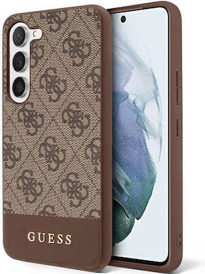 Guess 4G Stripe Plastic / Fabric Back Cover Brown (Galaxy S23)
