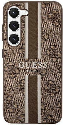 Guess 4G Printed Stripe Plastic / Fabric Back Cover Brown (Galaxy S23)