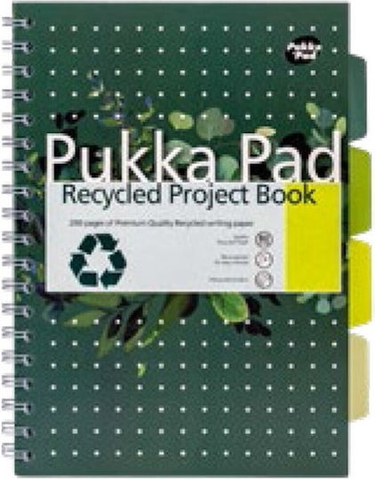Pukka Σπιράλ Τετράδιο Ριγέ Β5 200 Φύλλων 4 Θεμάτων Πράσινο