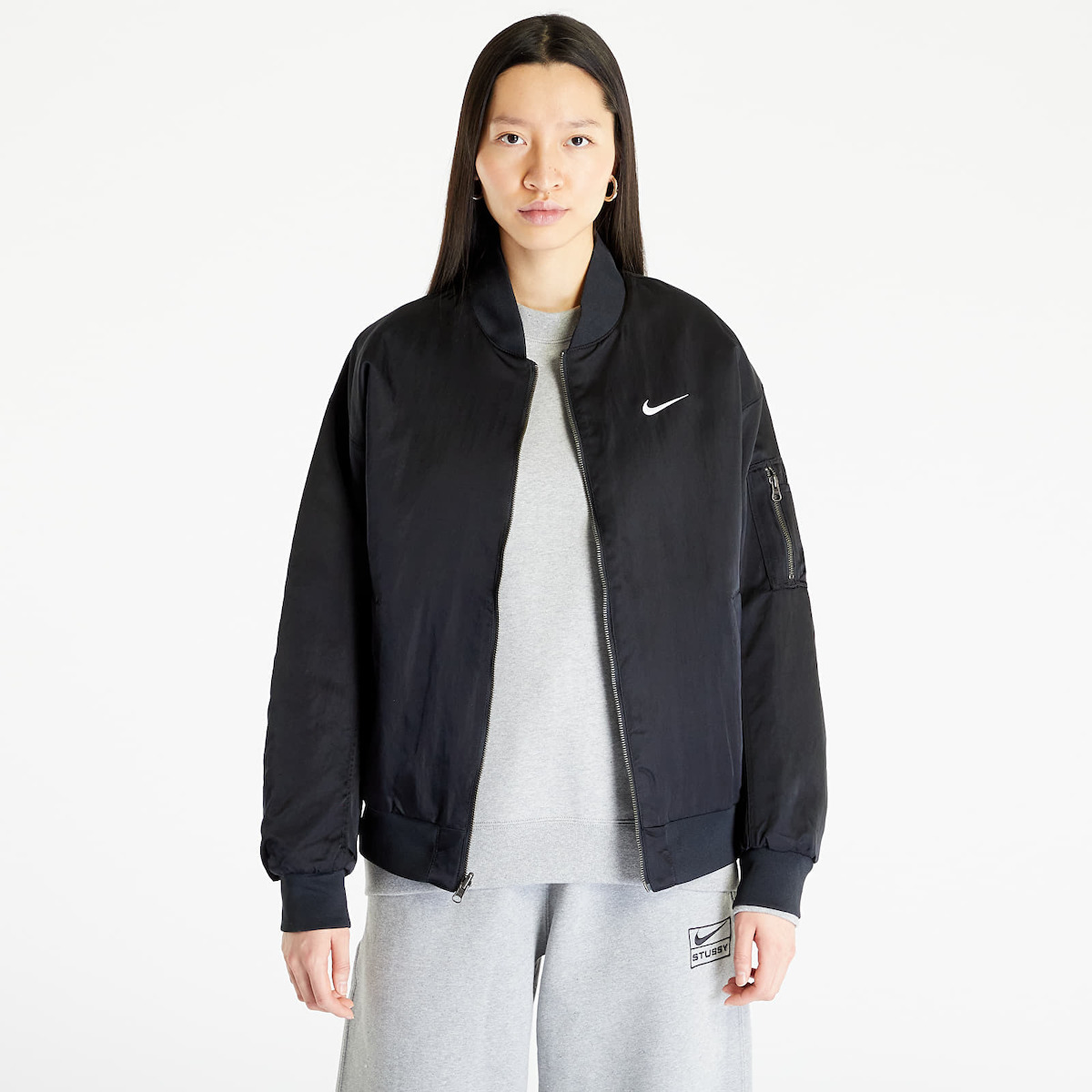 Nike Varsity Κοντό Γυναικείο Bomber Jacket Διπλής Όψης Μαύρο