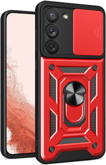 Hurtel Hybrid Armor Camshield Umschlag Rückseite Kunststoff / Silikon Rot (Galaxy S23+)