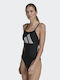 Adidas Athletic One-Piece Swimsuit with Open Back Black