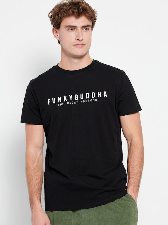 Funky Buddha Ανδρικό T-shirt Μαύρο με Στάμπα