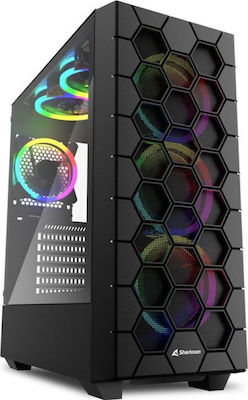 Sharkoon HEX Gaming Midi Tower Computer Case with Window Panel and RGB Lighting Black