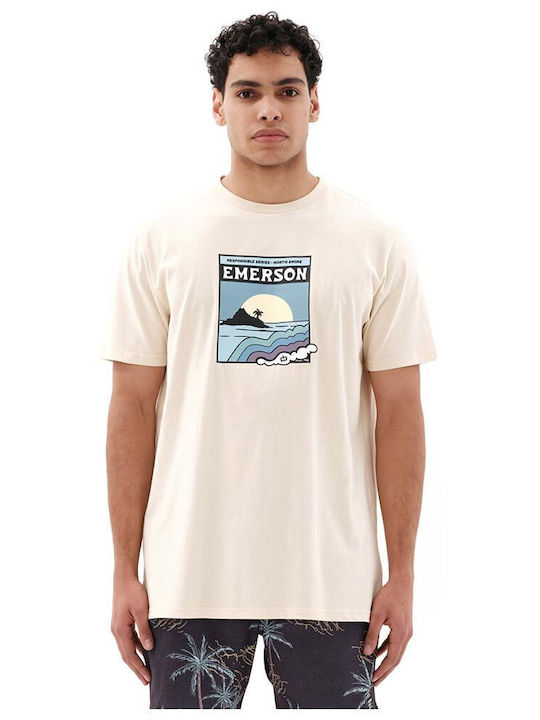 Emerson Herren T-Shirt Kurzarm Ecru