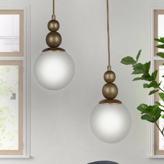 Megapap Latona Pendant Light Gold Ball with Socket E27 25x25x80cm
