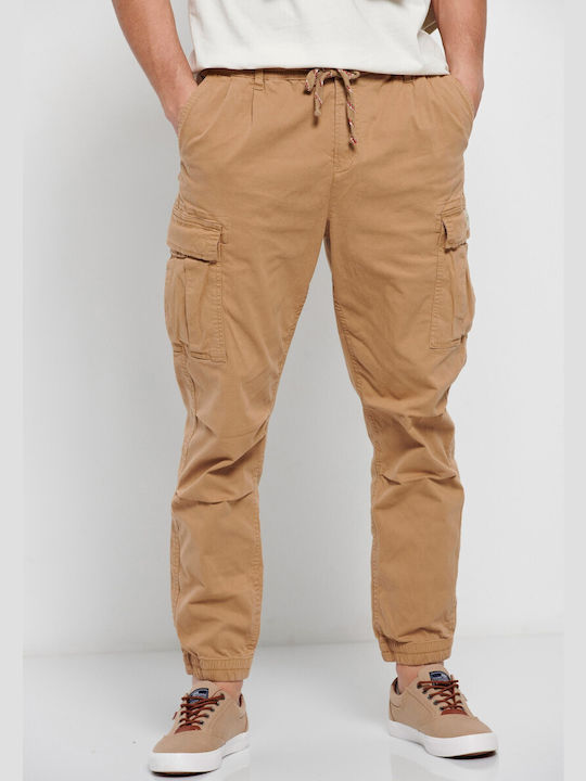 Funky Buddha Men's Trousers Cargo in Regular Fit Vintage Beige