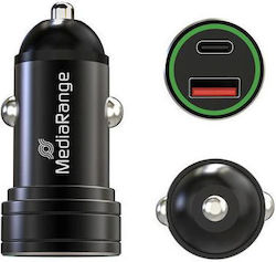 MediaRange MRMA120 Φορτιστής Αυτοκινήτου με Θύρες 1xUSB-A 1xType-C MediaRange MRMA120 Φορτιστής Αυτοκινήτου με Θύρες 1xUSB-A 1xType-C